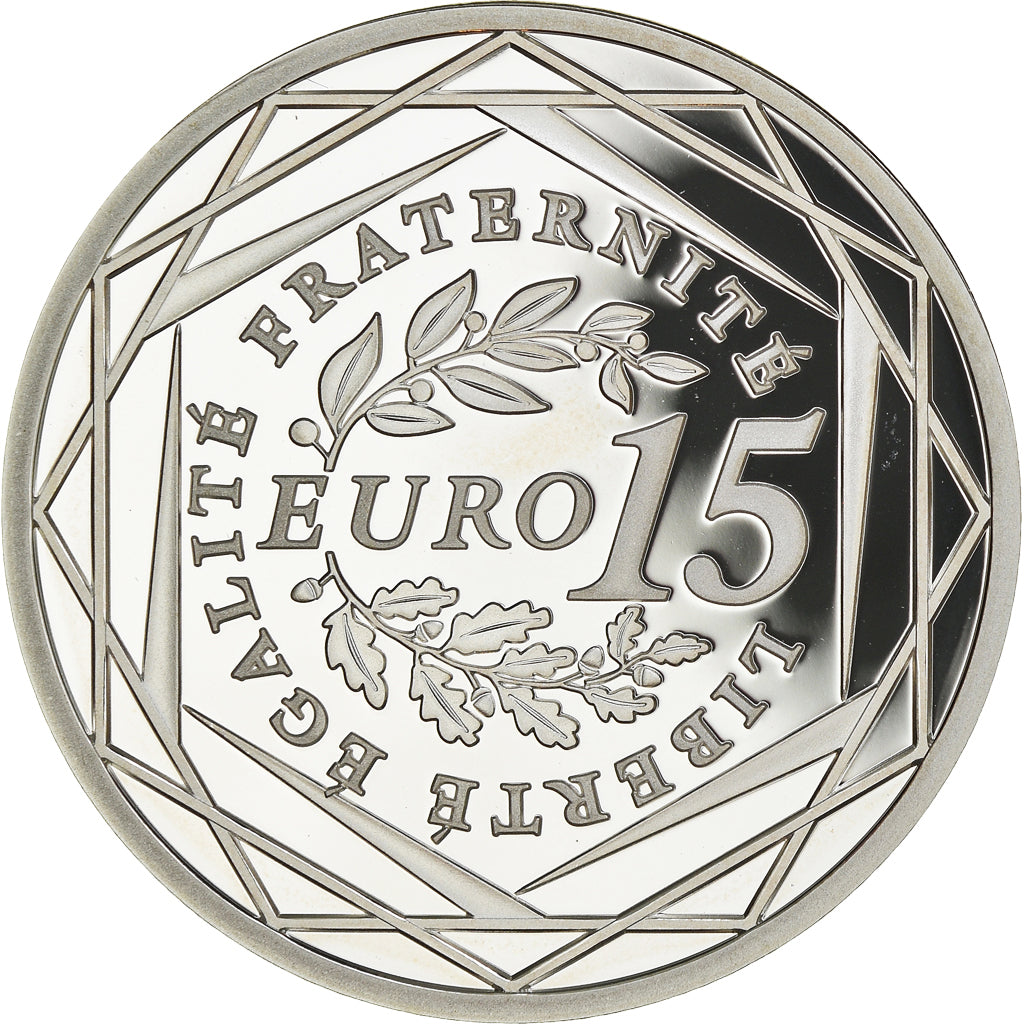 França, Semeuse, 15 Euro, 2009, Paris, BE, MS(65-70), Prata, KM:1535