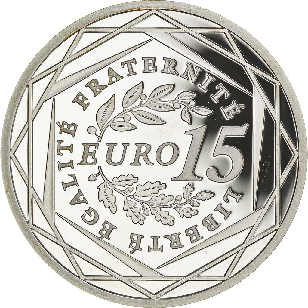 França, Semeuse, 15 Euro, 2009, Paris, BE, MS(65-70), Prata, KM:1535