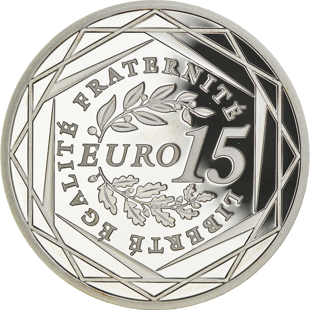 França, Semeuse, 15 Euro, 2009, Paris, BE, MS(65-70), Prata, KM:1535