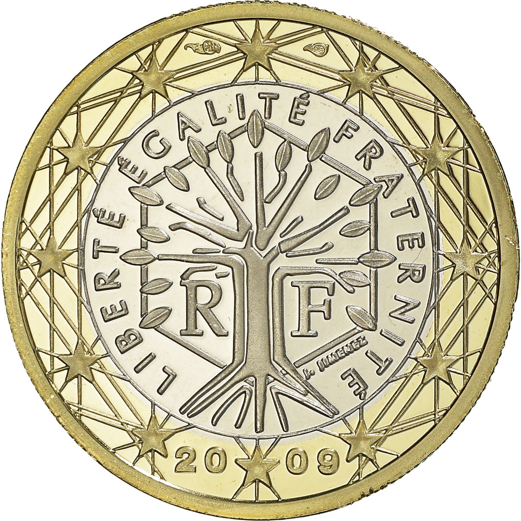 França, Euro, 2009, Paris, Proof / BE, MS(65-70), Bimetálico, KM:1413