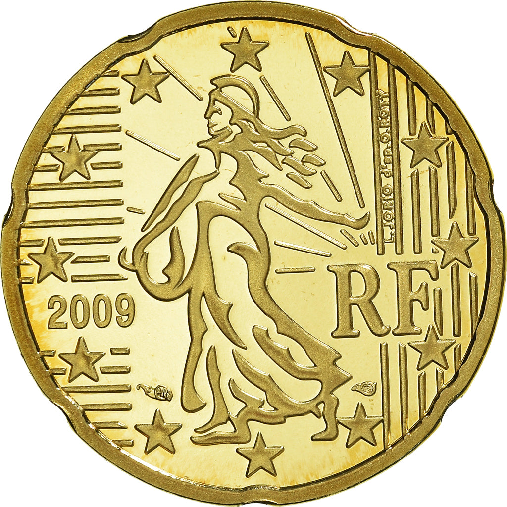Francja, 20 Euro Cent, 2009, Paris, BE, MS(65-70), Mosiądz, KM:1411