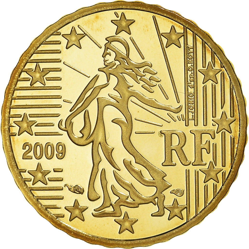Francja, 10 Euro Cent, 2009, Paris, BE, MS(65-70), Mosiądz, Gadoury:4b.