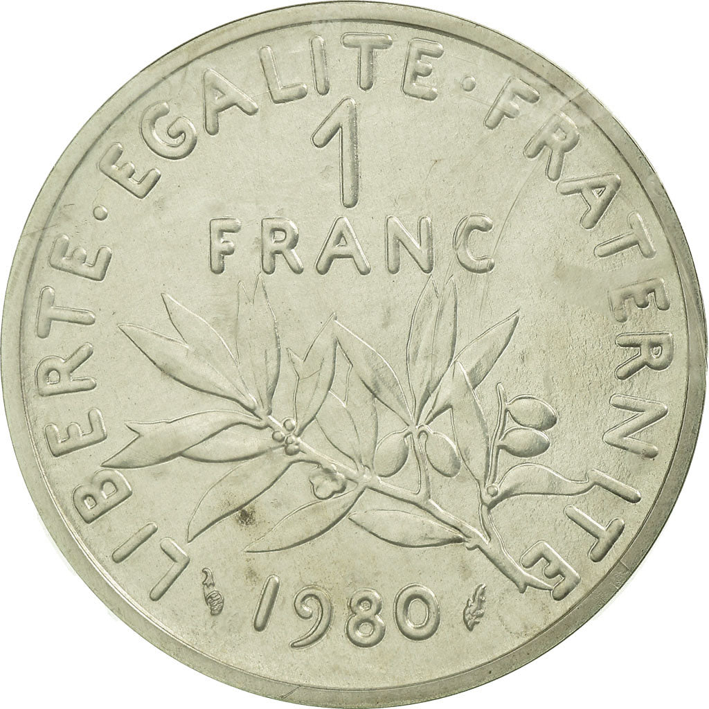 Coin, France, Franc, 1980, MS(65-70), Silver, KM:P669, Gadoury:104.P2