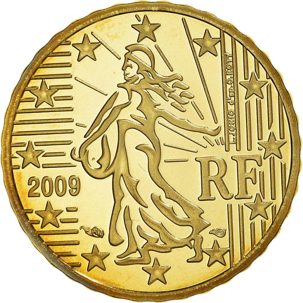 Francja, 10 Euro Cent, 2009, Paris, BE, MS(65-70), Mosiądz, Gadoury:4b.