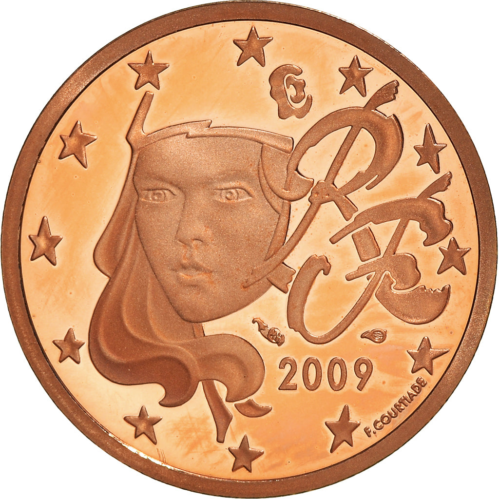 França, 5 Euro Cent, 2009, Paris, BE, MS(65-70), Aço Cromado a Cobre