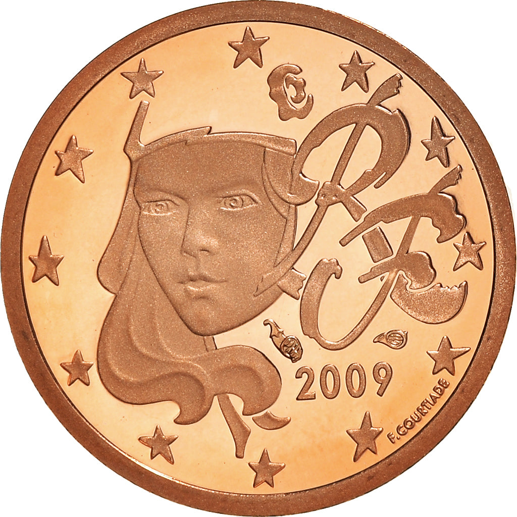 Francja, Euro Cent, 2009, Paris, BE, MS(65-70), Miedź platerowana stalą