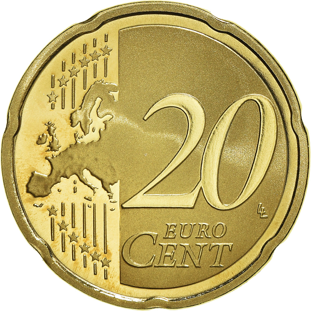 Francia, 20 Euro Cent, 2010, Paris, BE, FDC, Latón, KM:1411