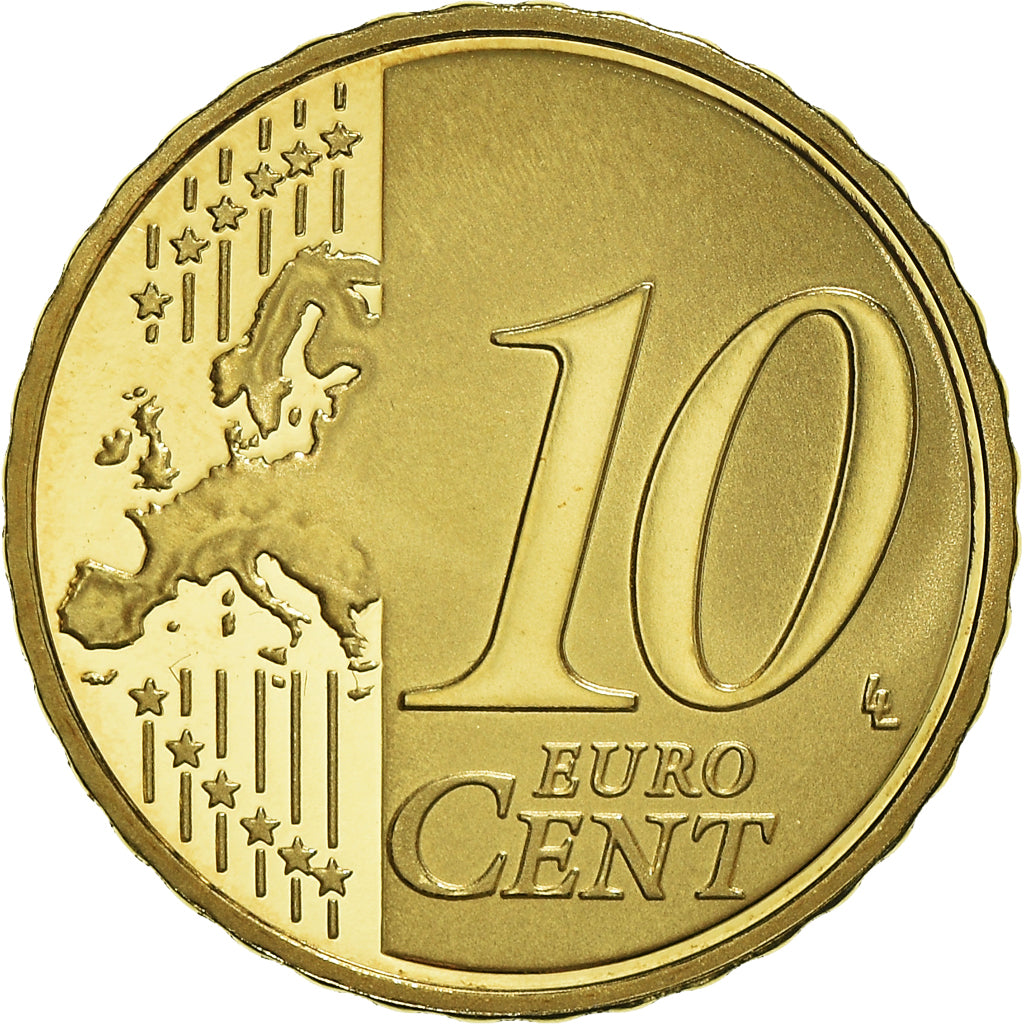 Francja, 10 Euro Cent, 2010, Paris, BE, MS(65-70), Mosiądz, KM:1410