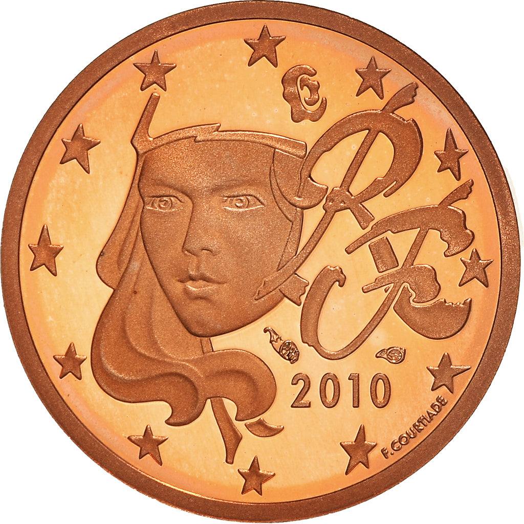 Francja, 2 Euro Cent, 2010, Paris, Proof / BE, MS(65-70), Miedź platerowana