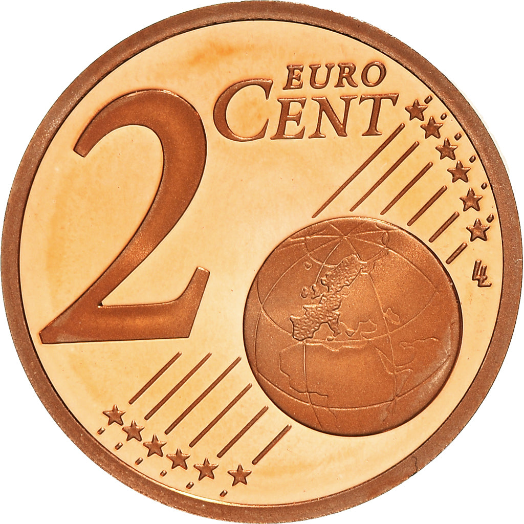 Francja, 2 Euro Cent, 2010, Paris, BE, MS(65-70), Miedź platerowana stalą