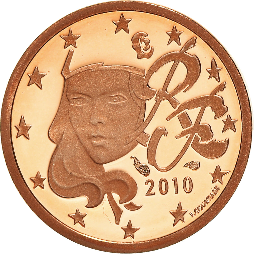 Francja, Euro Cent, 2010, Paris, BE, MS(65-70), Miedź platerowana stalą
