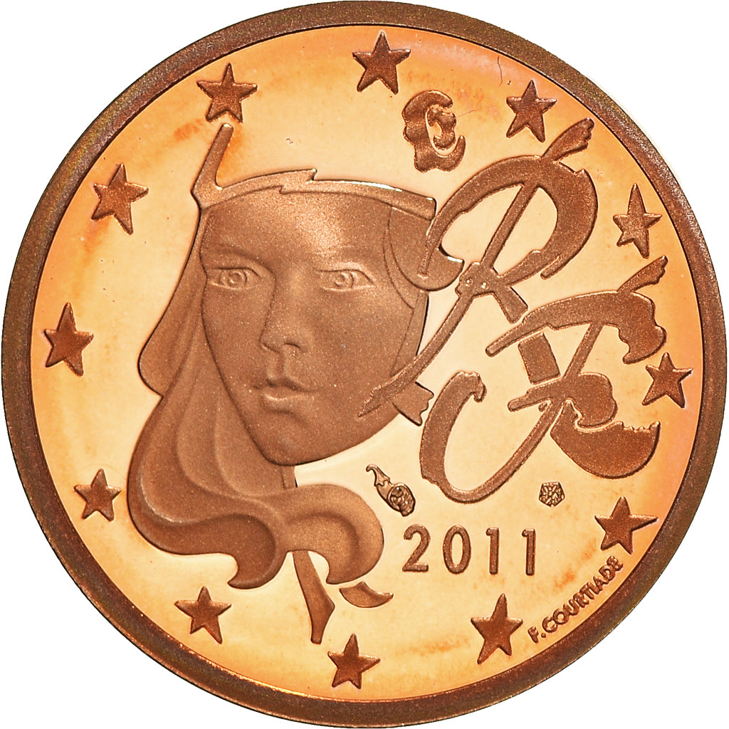 Francja, 2 Euro Cent, 2011, Paris, Proof / BE, MS(65-70), Miedź platerowana