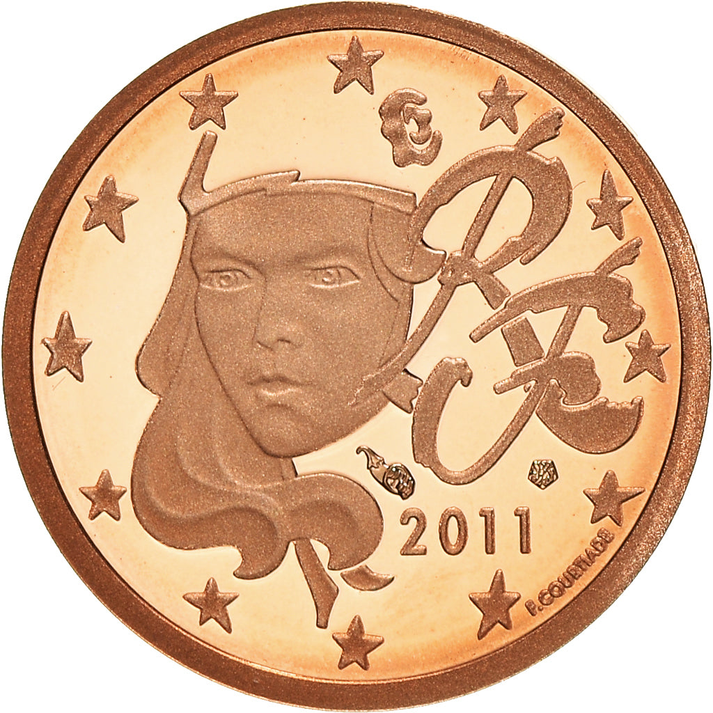 Francja, Euro Cent, 2011, Paris, Proof / BE, MS(65-70), Miedź platerowana