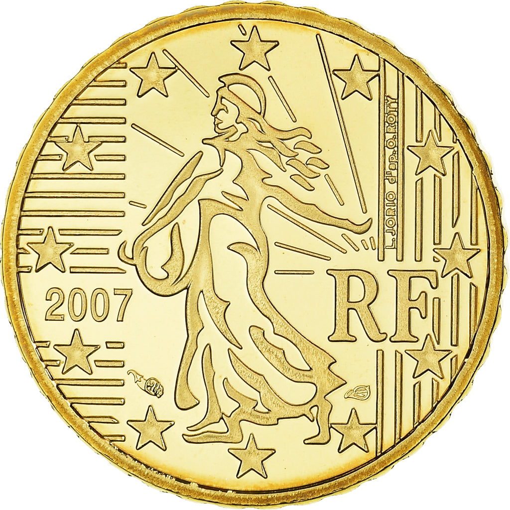 Francja, 10 Euro Cent, 2007, Paris, BE, MS(65-70), Mosiądz, KM:1410