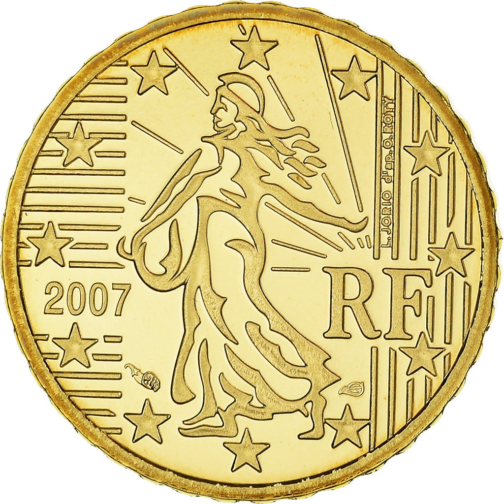 Francja, 10 Euro Cent, 2007, Paris, BE, MS(65-70), Mosiądz, KM:1410