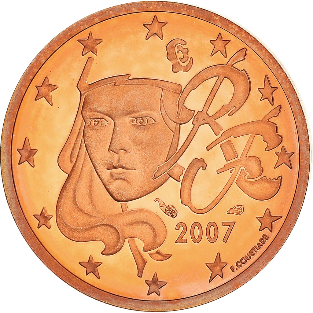 Francja, 2 Euro Cent, 2007, Paris, BE, MS(65-70), Miedź platerowana stalą