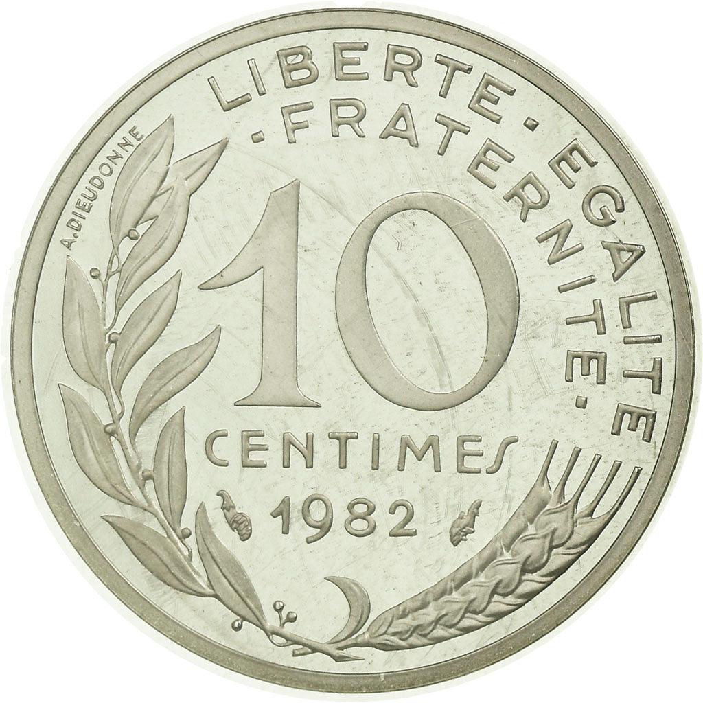 Coin, France, 10 Centimes, 1982, MS(65-70), Silver, KM:P722, Gadoury:46.P2