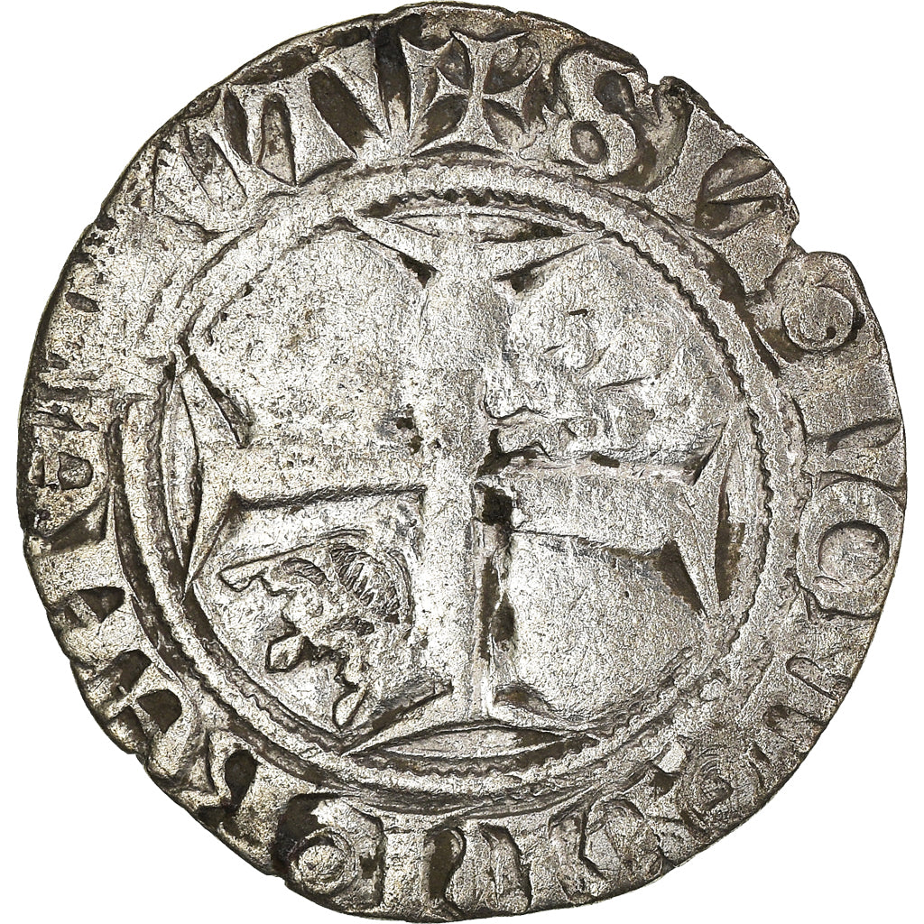 Coin, France, Charles VI, 1/2 Guénar, Uncertain Mint, VF(30-35), Billon
