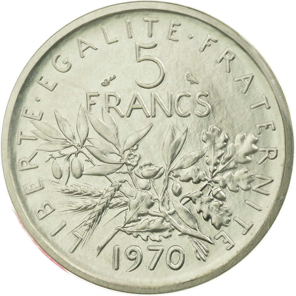 Moneta, Francia, 5 Francs, 1970, FDC, Nichel placcato rame-nichel, KM:P408