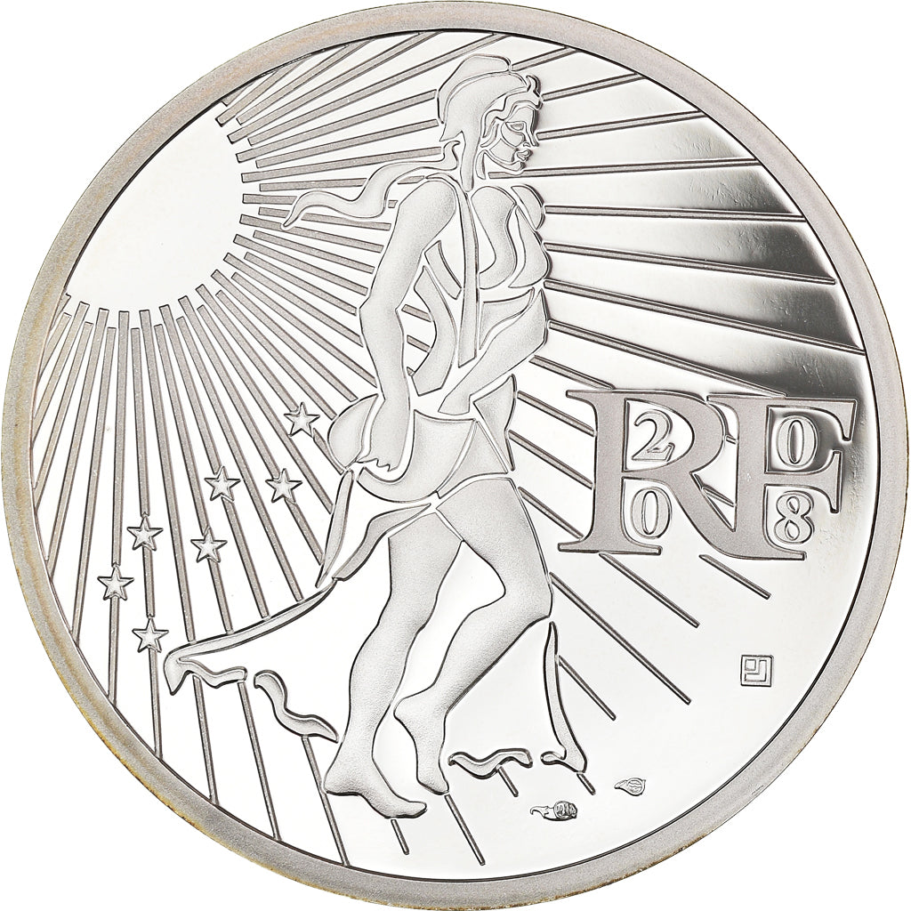 Francja, Semeuse, 15 Euro, 2008, Paris, BE, MS(65-70), Srebro, KM:1535