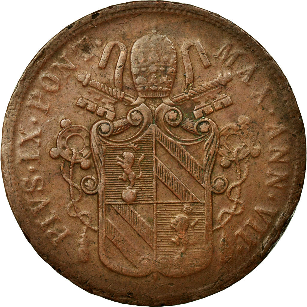 Münze, Italien Staaten, PAPAL STATES, Pius IX, 5 Baiocchi, 1853, Roma, SS