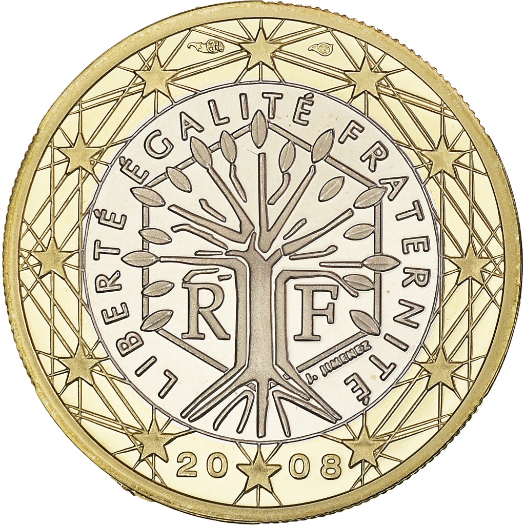 Francja, Euro, 2008, Paris, BE, MS(65-70), Bimetaliczny, KM:1413