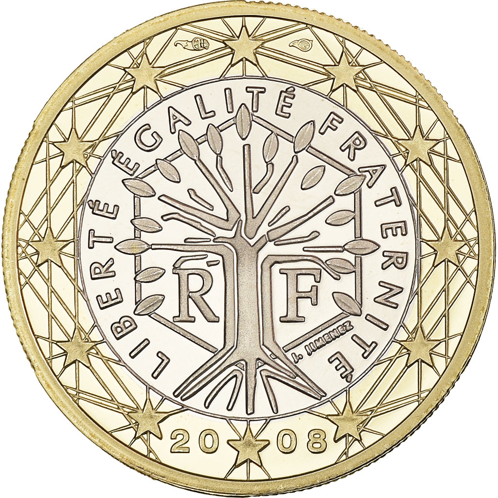 Francja, Euro, 2008, Paris, BE, MS(65-70), Bimetaliczny, KM:1413