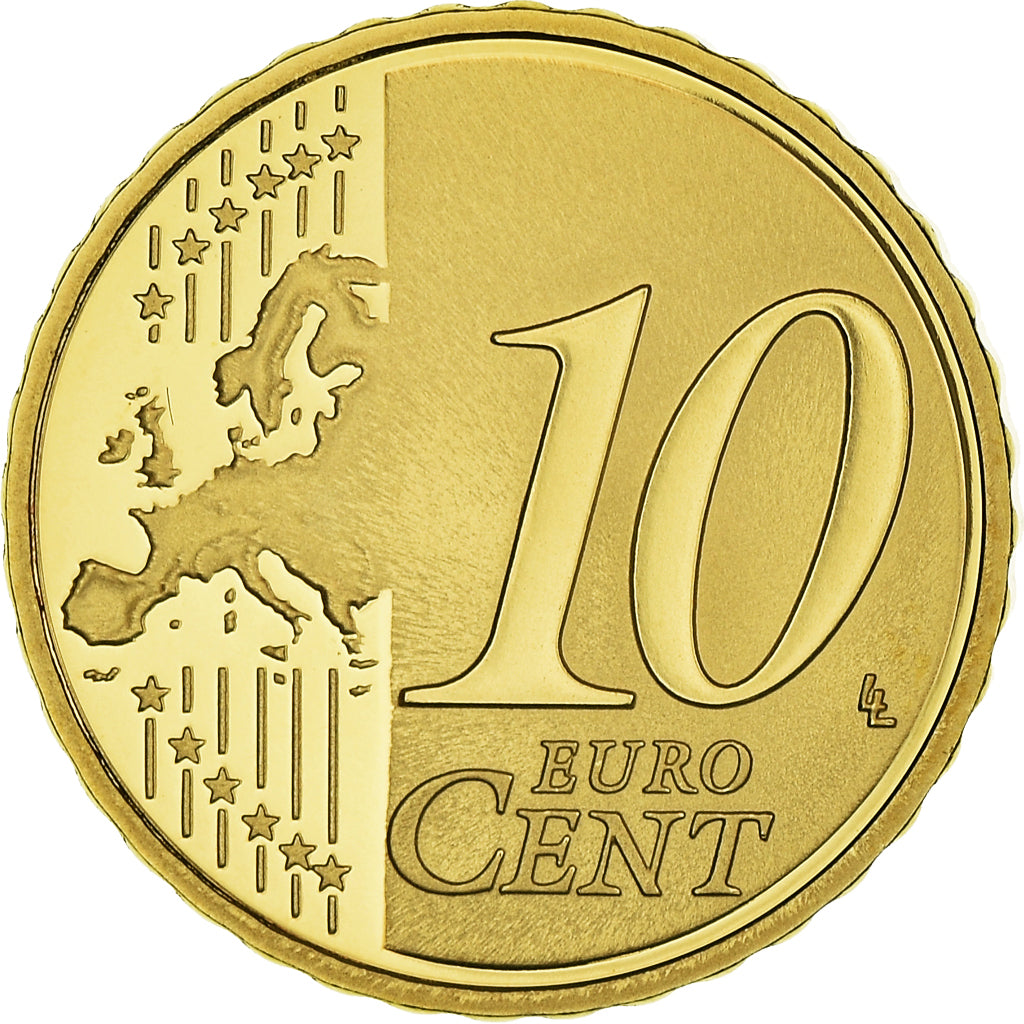 France, 10 Euro Cent, 2008, Paris, Proof / BE, MS(65-70), Brass, KM:1410