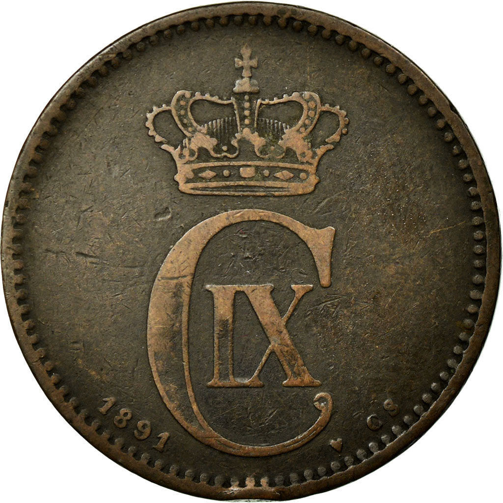Coin, Denmark, Christian IX, 5 Öre, 1891, VF(30-35), Bronze, KM:794.1