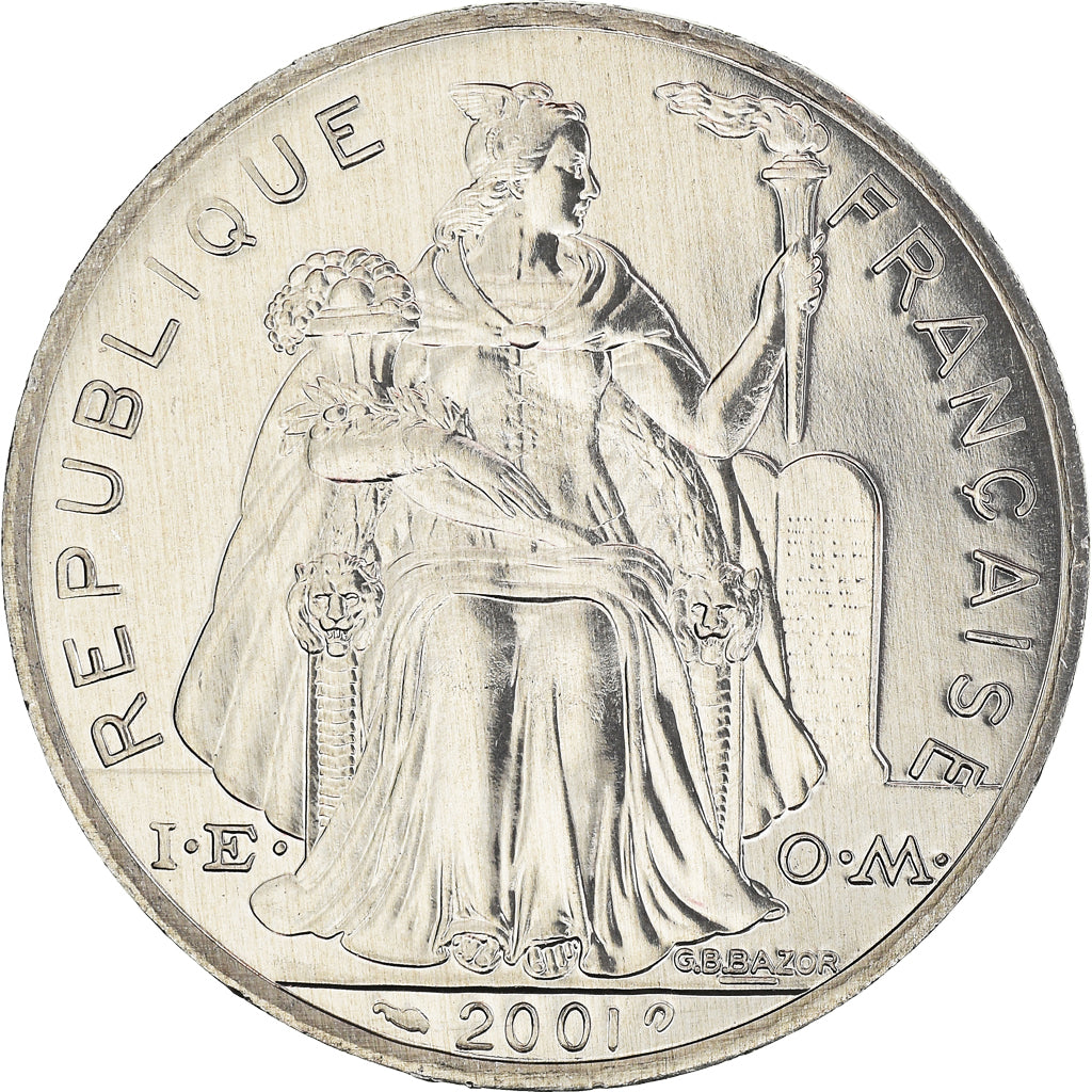 Coin, French Polynesia, 5 Francs, 2001, Paris, FDC, MS(65-70), Aluminum, KM:12