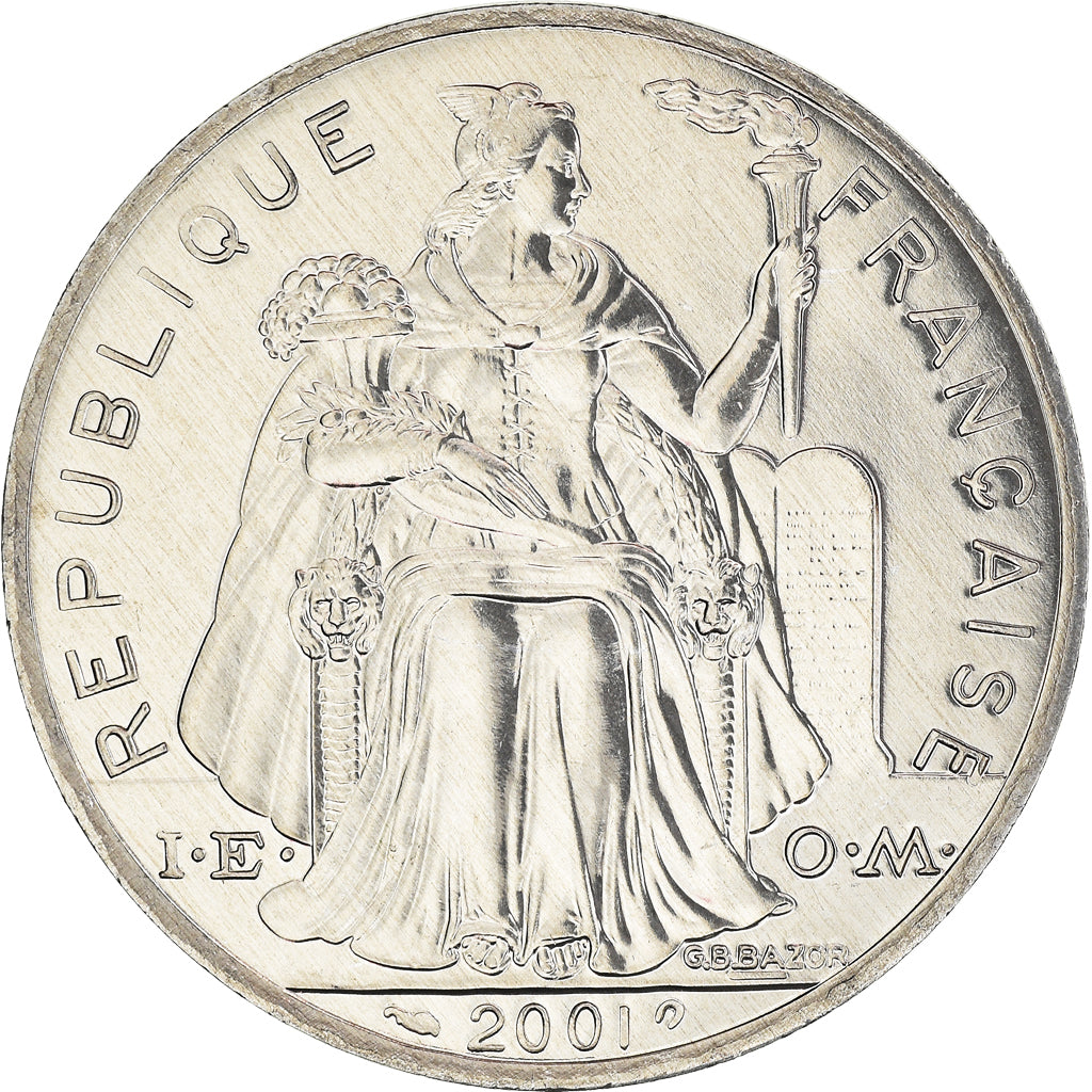 Coin, French Polynesia, 5 Francs, 2001, Paris, FDC, MS(65-70), Aluminum, KM:12