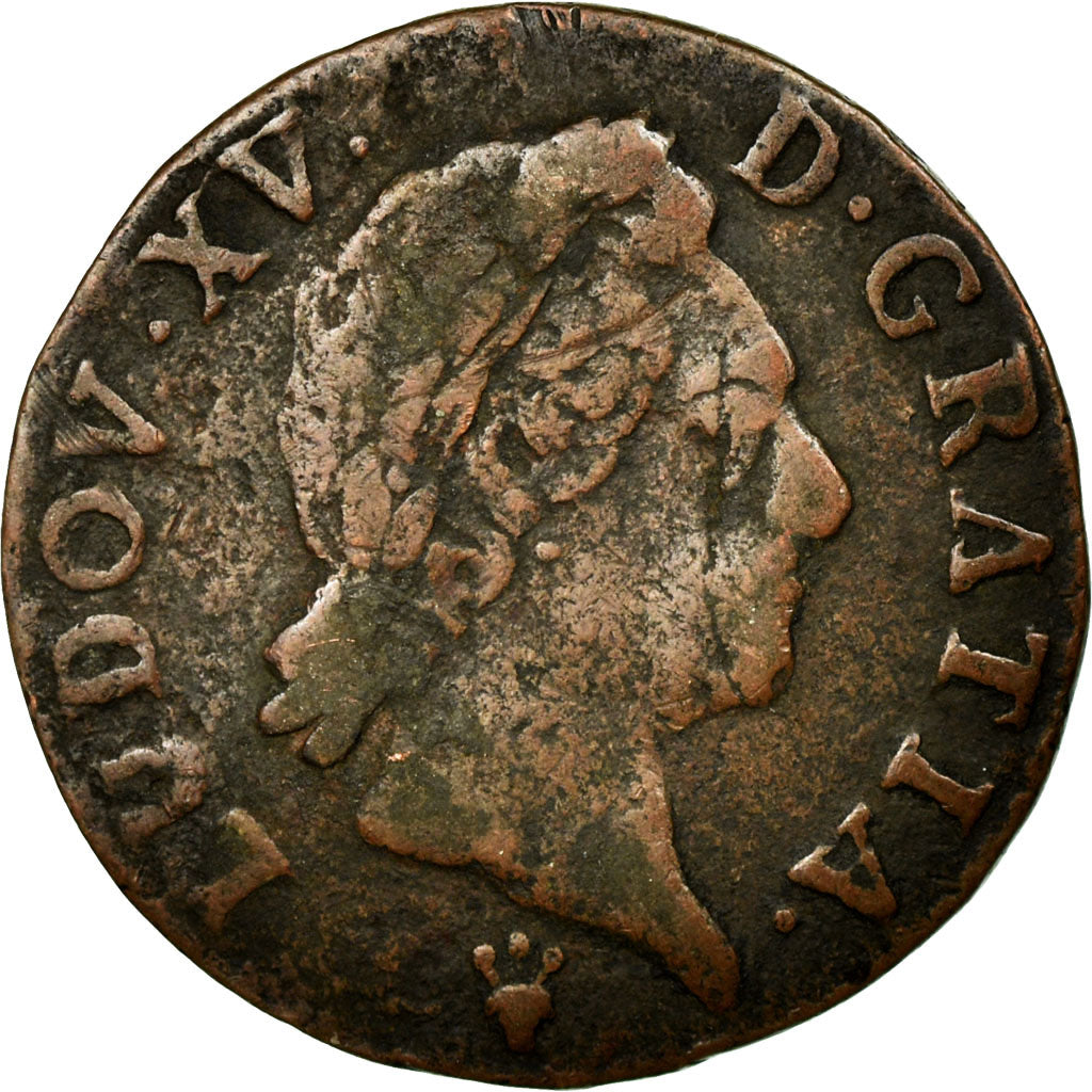 Coin, France, Louis XV, Demi sol à la vieille tête, 1/2 Sol, 1770, Reims