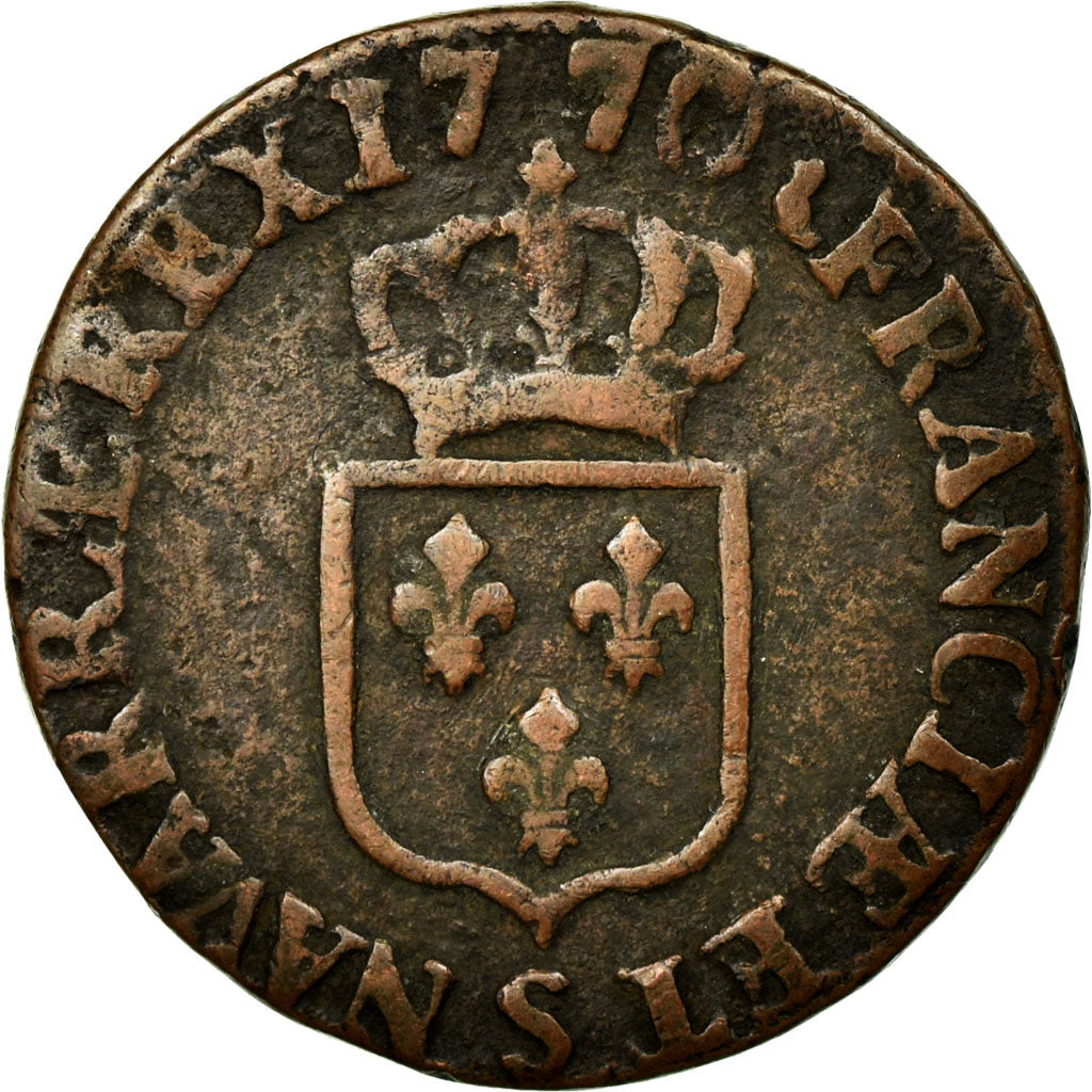 Coin, France, Louis XV, Demi sol à la vieille tête, 1/2 Sol, 1770, Reims