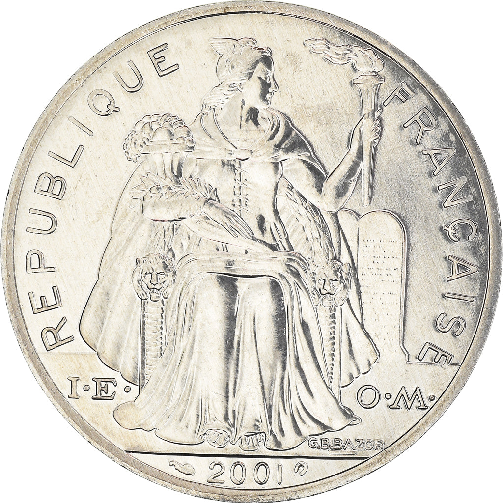 Coin, French Polynesia, 5 Francs, 2001, Paris, MS(64), Aluminum, KM:12