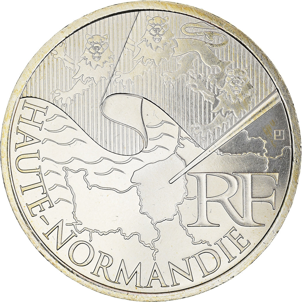 Frankrijk, 10 Euro, Haute Normandie, Euros des régions, 2010, FDC, FDC, Zilver