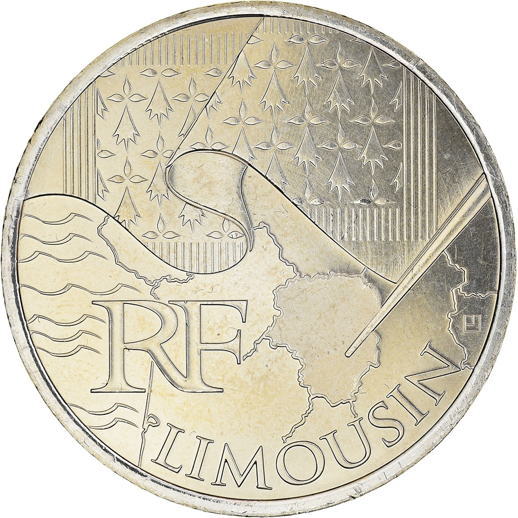 Frankrijk, 10 Euro, Limousin, Euros des régions, 2010, UNC, Zilver