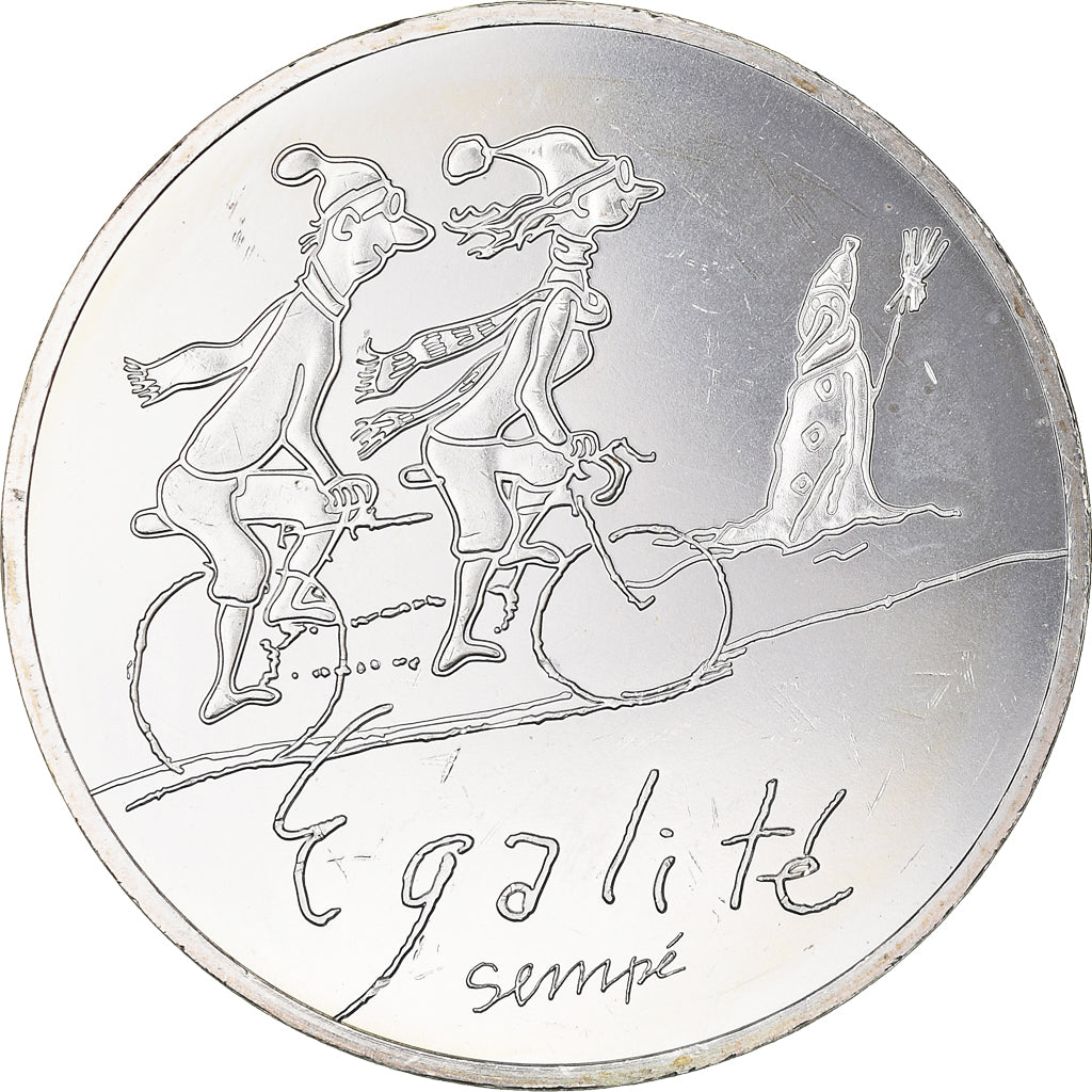 France, 10 Euro, Egalité Hiver Sempé, 2014, FDC, MS(65-70), Silver