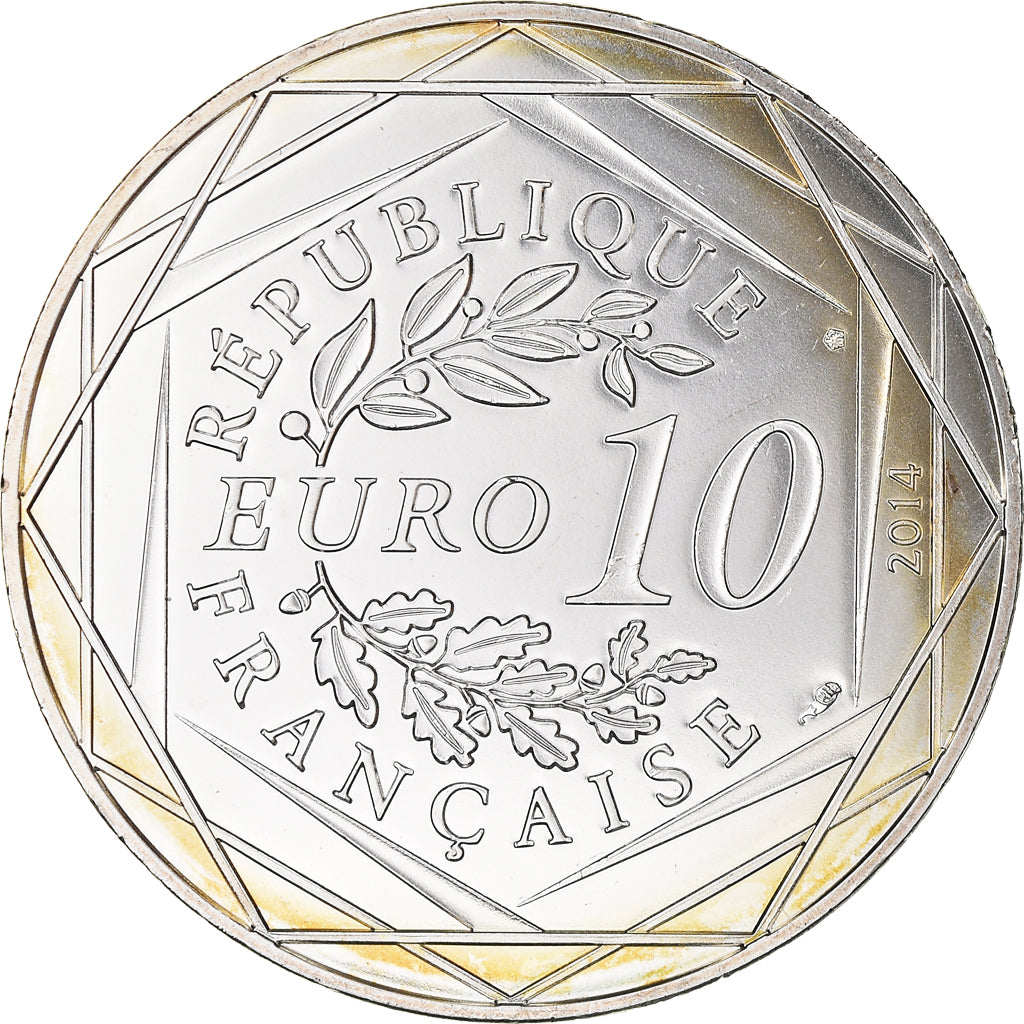 France, 10 Euro, Egalité Hiver Sempé, 2014, FDC, MS(65-70), Silver