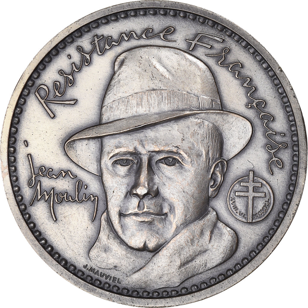 France, Médaille, Résistance française, Jean Moulin, WAR, 1985, Mauviel, SUP