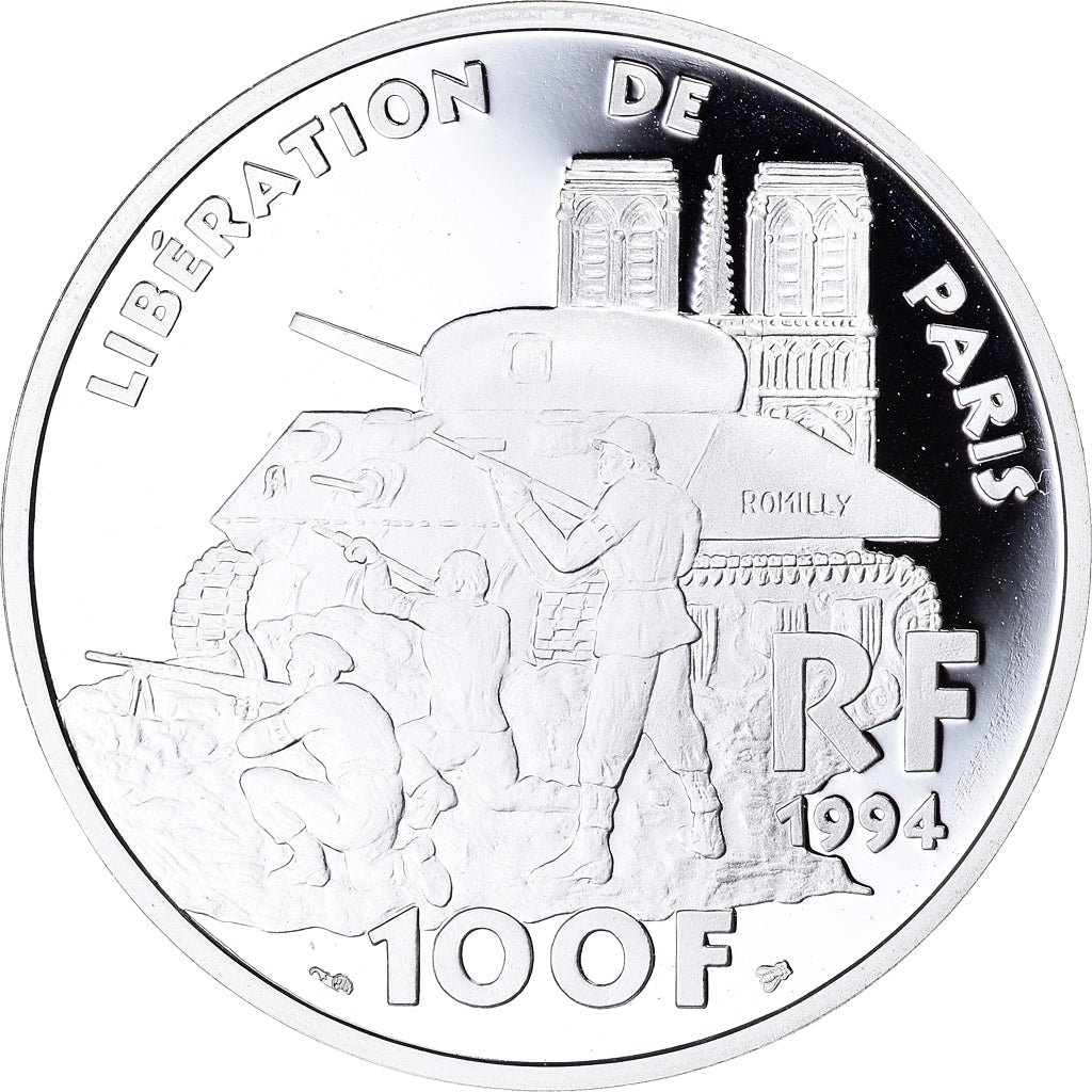 Monnaie, France, Libération de Paris, 100 Francs, 1994, ESSAI, FDC, Argent