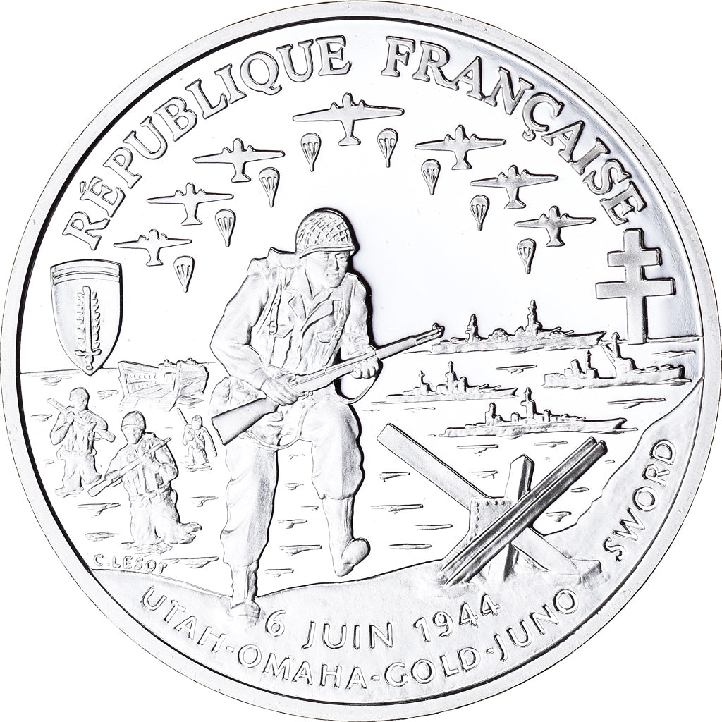 Coin, France, Débarquement, Franc, 1993, Paris, Essai Proof, MS(65-70), Silver