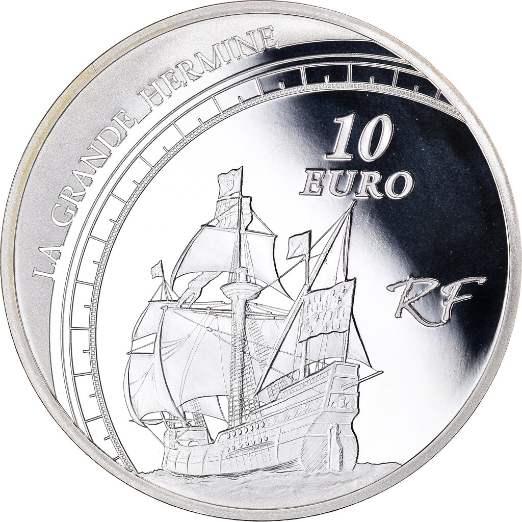 France, Jacques Cartier, 10 Euro, 2011, Paris, Proof / BE, MS(65-70), Silver