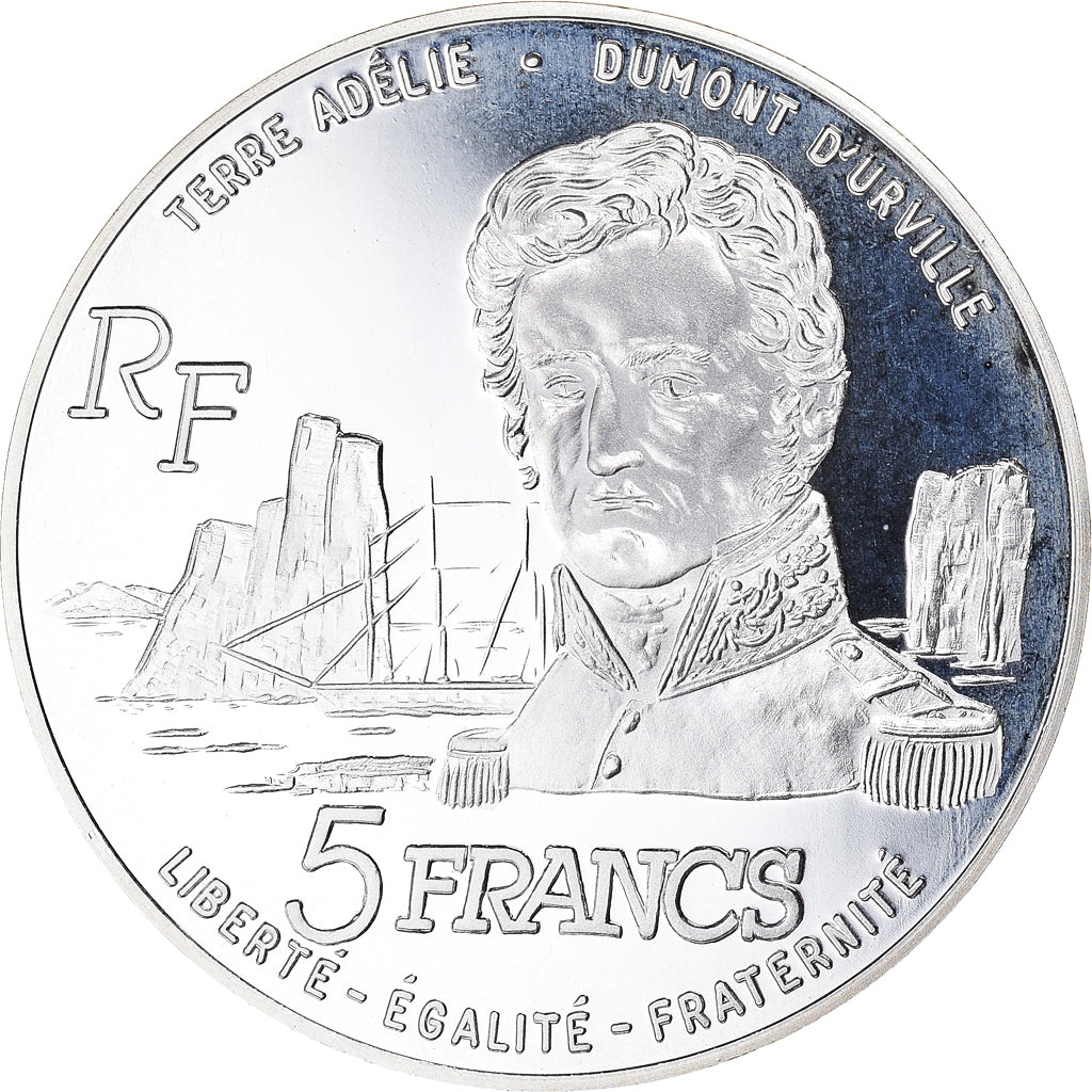 Coin, France, Terres Australes, 5 Francs, 1992, Paris, BE, MS(65-70), Silver