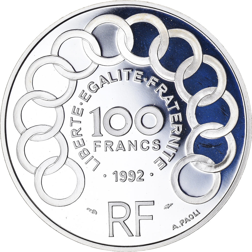 Munten, Frankrijk, Jean Monnet, 100 Francs-15 Ecus, 1992, BE, FDC, Zilver