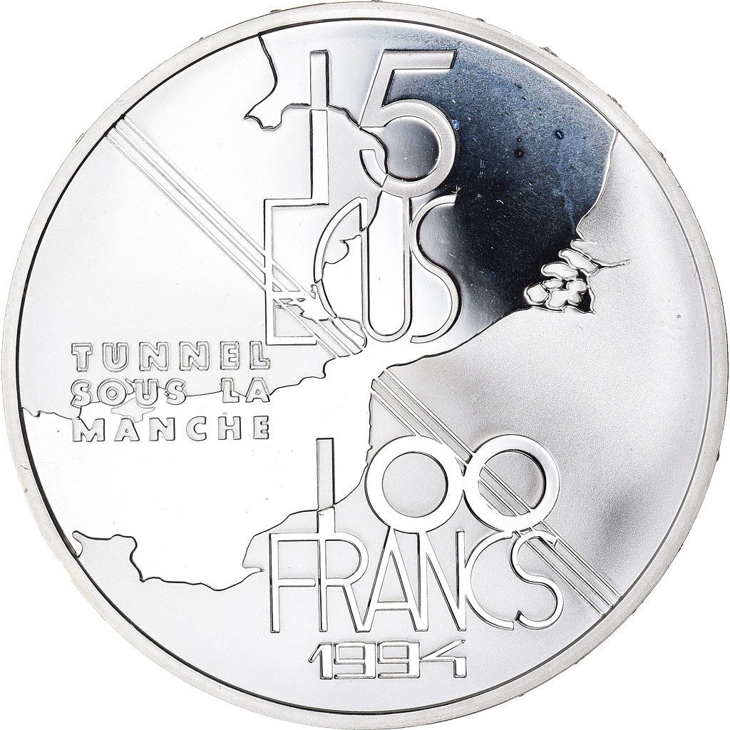 Coin, France, Tunnel sous la Manche, 100 Francs-15 Ecus, 1994, BE, MS(65-70)