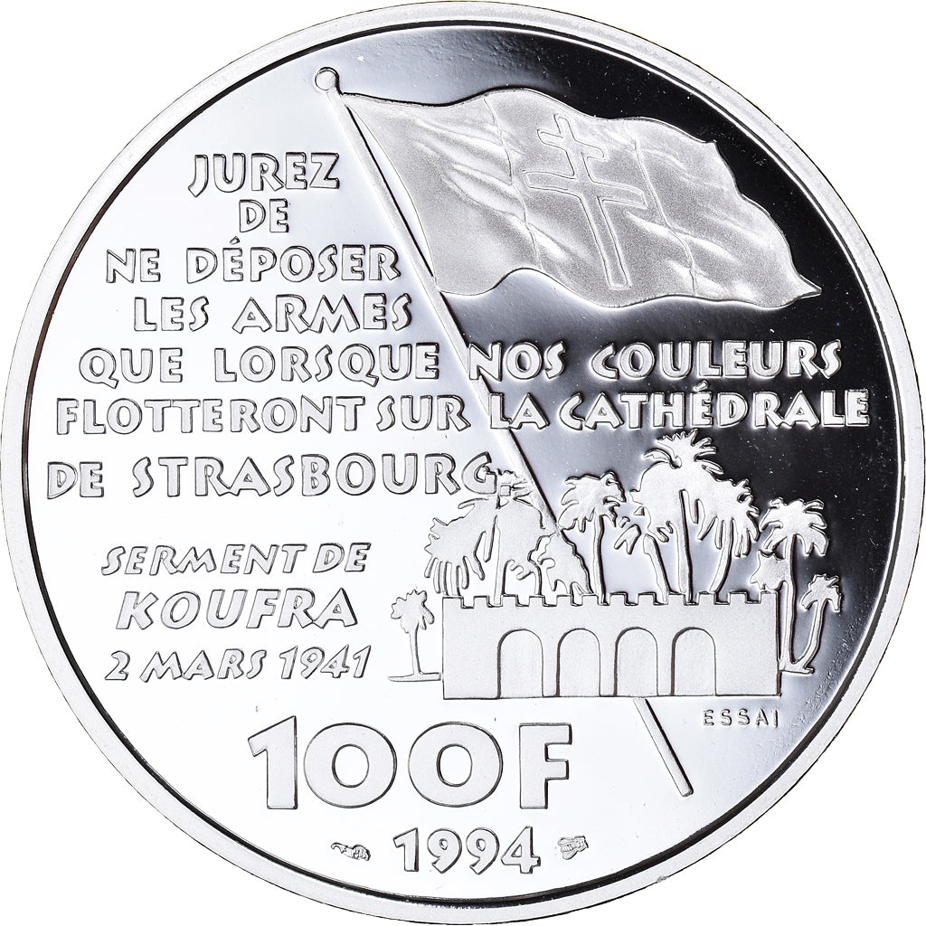 Coin, France, Philippe Leclerc de Hauteclocque, 100 Francs, 1994, ESSAI