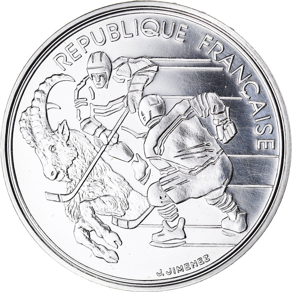 Monnaie, France, Hockey sur glace, JO Albertville 92, 100 Francs, 1991, ESSAI