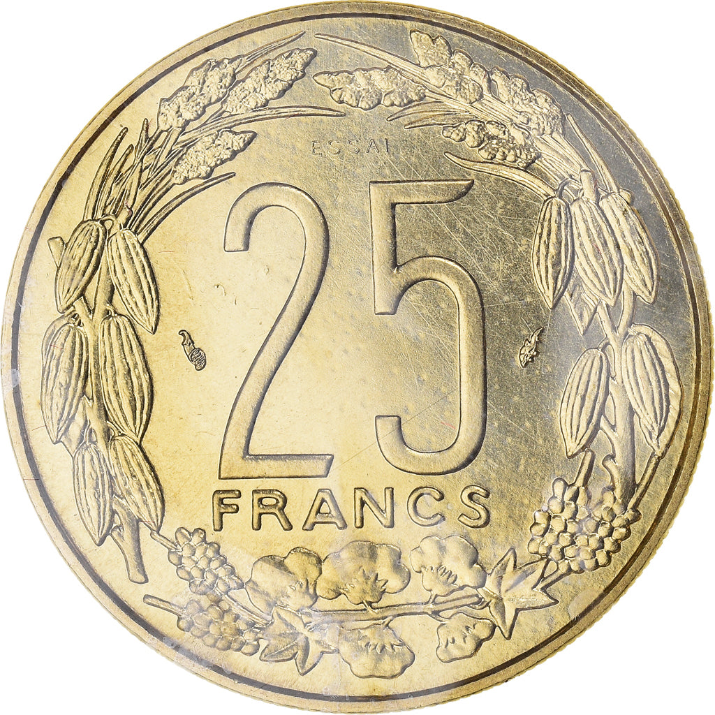 Coin, Central African States, 25 Francs, 1975, Paris, ESSAI, MS(65-70)