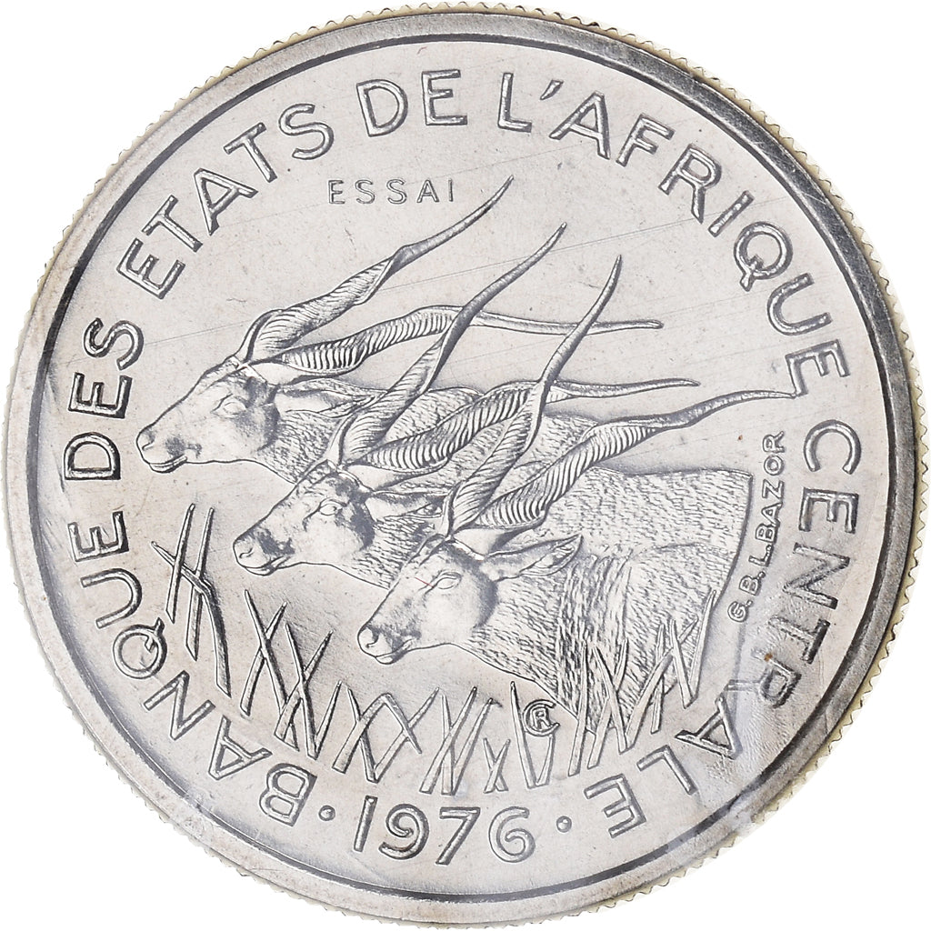 Coin, Central African States, 50 Francs, 1976, Paris, ESSAI, MS(65-70), Nickel