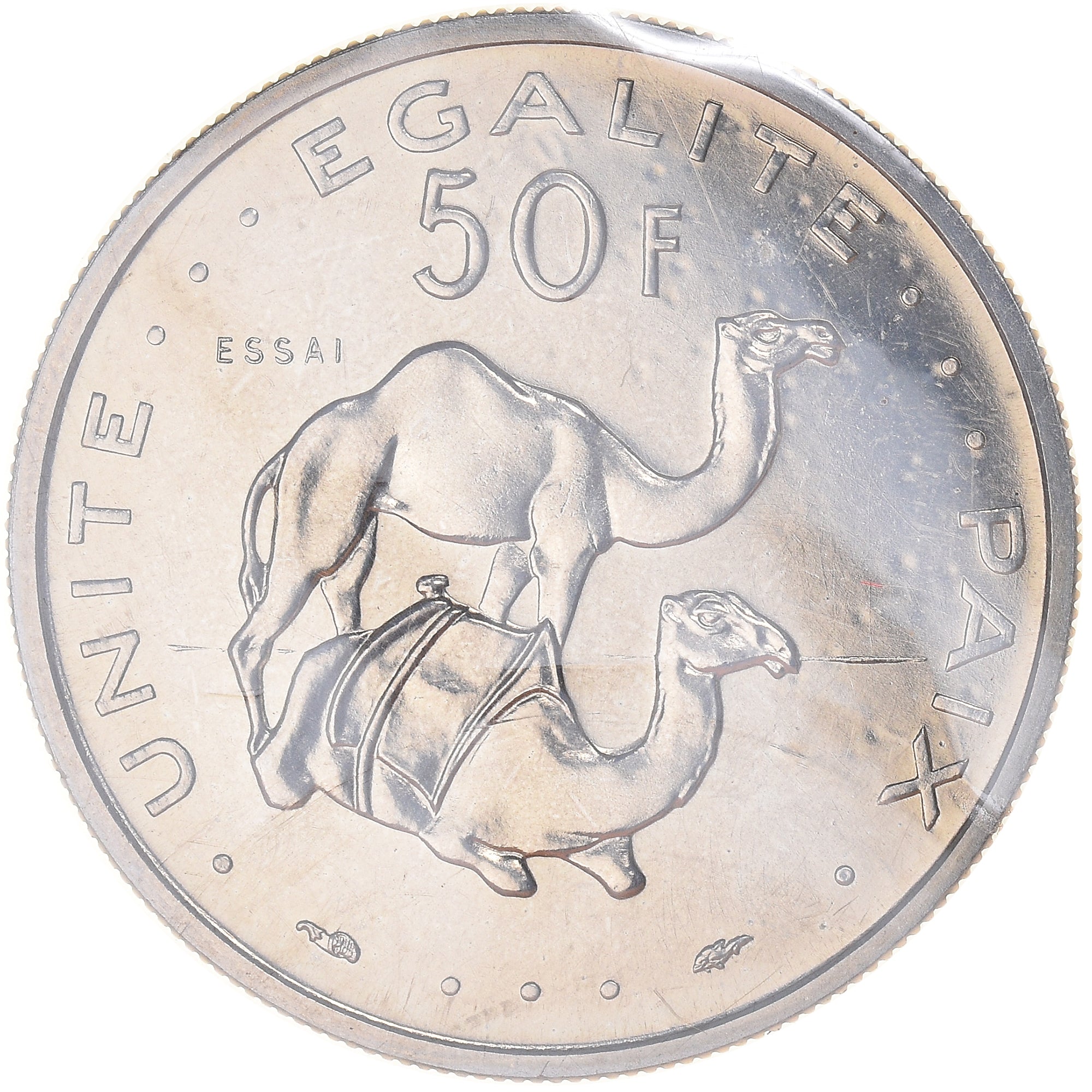 Coin, Djibouti, 50 Francs, 1977, Paris, ESSAI, MS(65-70), Nickel, KM:E6